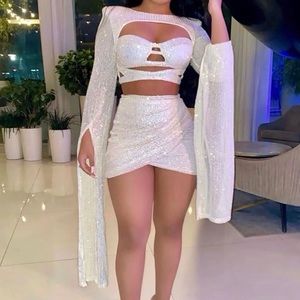White/Pink Sequins Dress